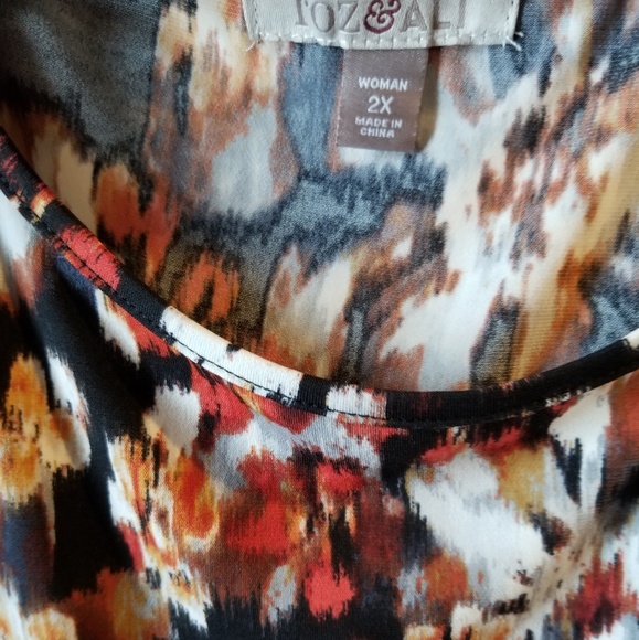 Dress Barn warm tone patterned tunic blouse, 2x - Picture 5 of 7